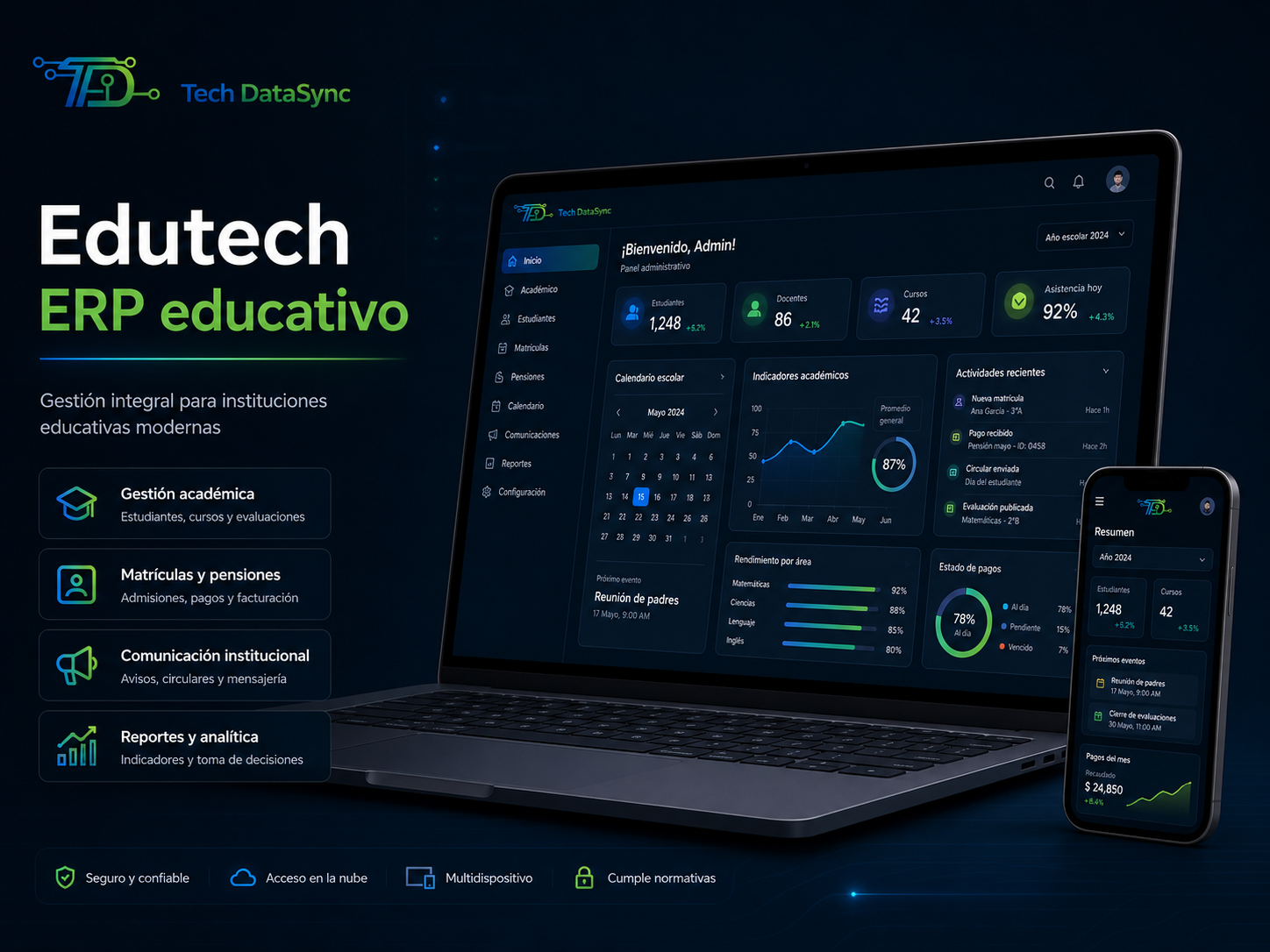 Vista previa de EduTech, ERP educativo