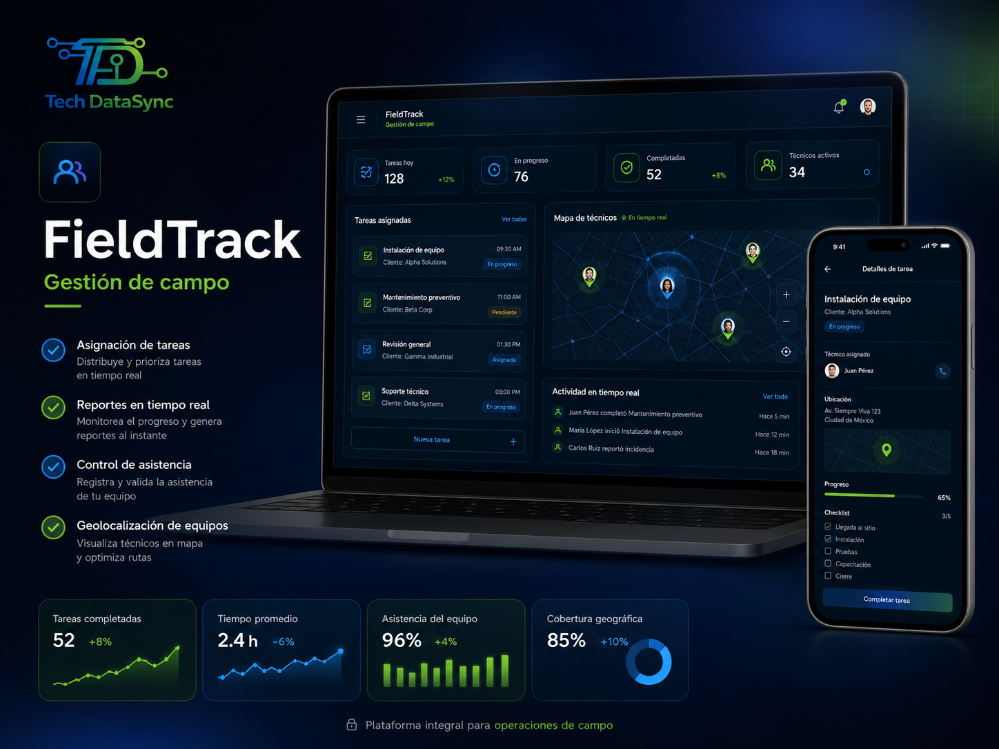 Vista previa de FieldTrack, plataforma de gestión de campo